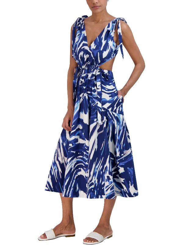 women's wrap dressesWomens Cut-Out Tie Shoulder Midi Dress