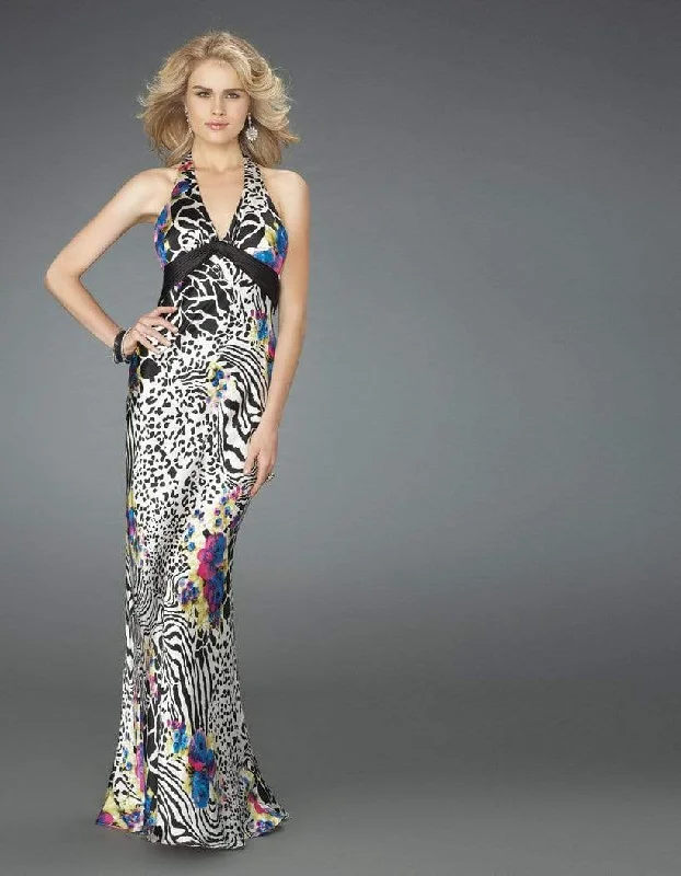 women's flowy dressesLa Femme - 14587 Animal Printed Evening Long Gown