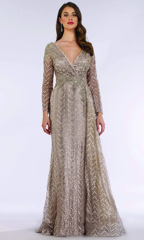 women's versatile dressesLara Dresses - 29620 Trimmed V Neck Long Sleeve Adorned Evening Gown