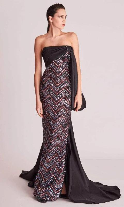 women's wrinkle-resistant dressesGatti Nolli Couture OP5747 - Strapless Zigzag Sequin Evening Gown