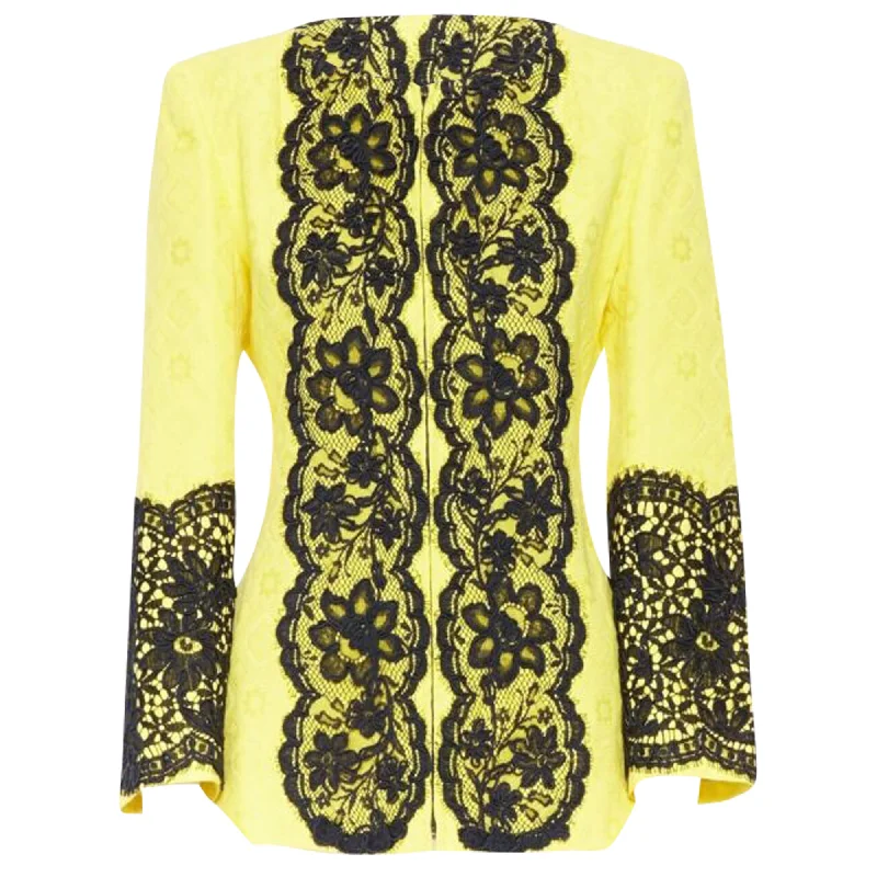 women's coats for cold weatherChristian Lacroix cotton floral jacquard lace padded jacket