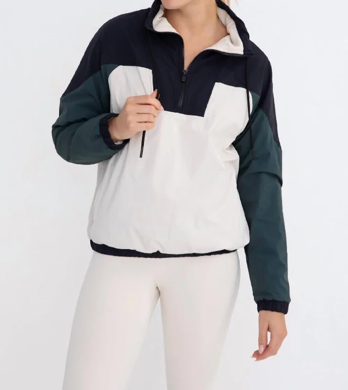 women's coats with sequin embellishmentsDash Color Block 1/4 Zip Pullover Jacket In Green