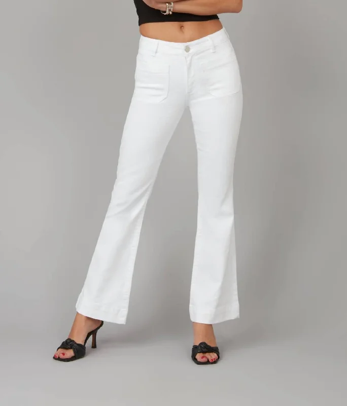 women's acid-washed denim jeansAlice High Rise Flare Jeans In White