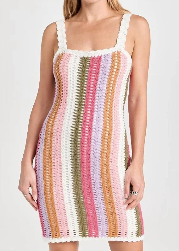 women's wrap dressesLito Crochet Mini Dress In Multi Stripe