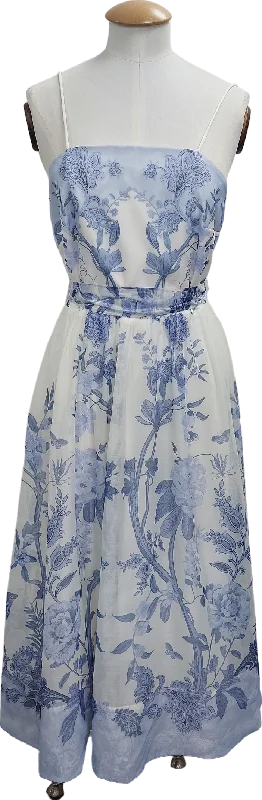 women's denim dresseslipsy london Blue Floral Cami Strap Skater Midi Dress UK 8