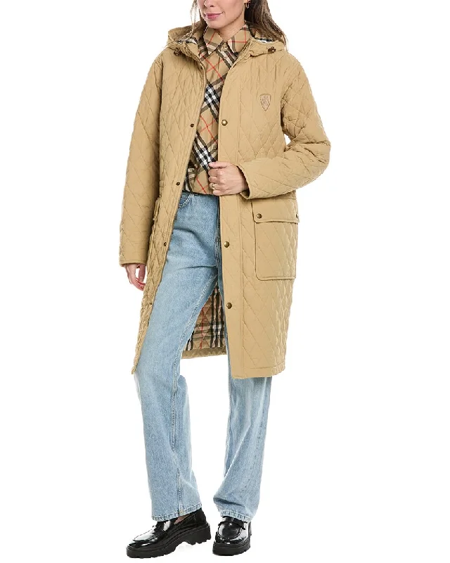 vegan women's coats (fur-free options)Burberry Quilted Parka