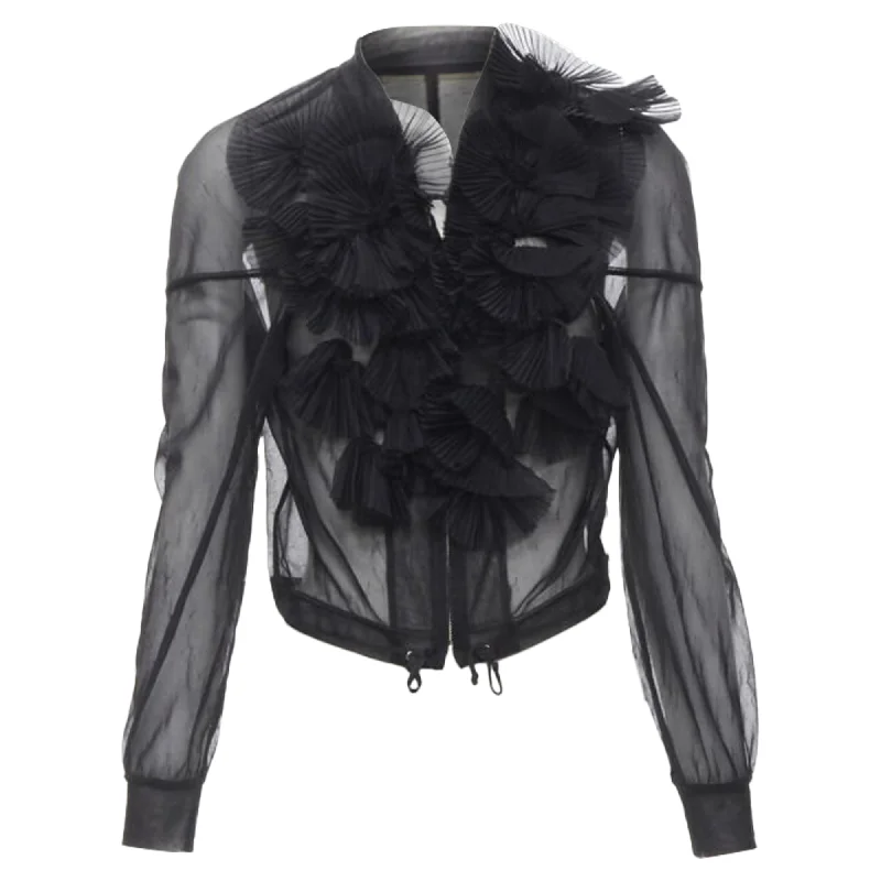 women's coats made in ethical factoriesComme Des Garcons sheer pleated ruffle bomber jacket