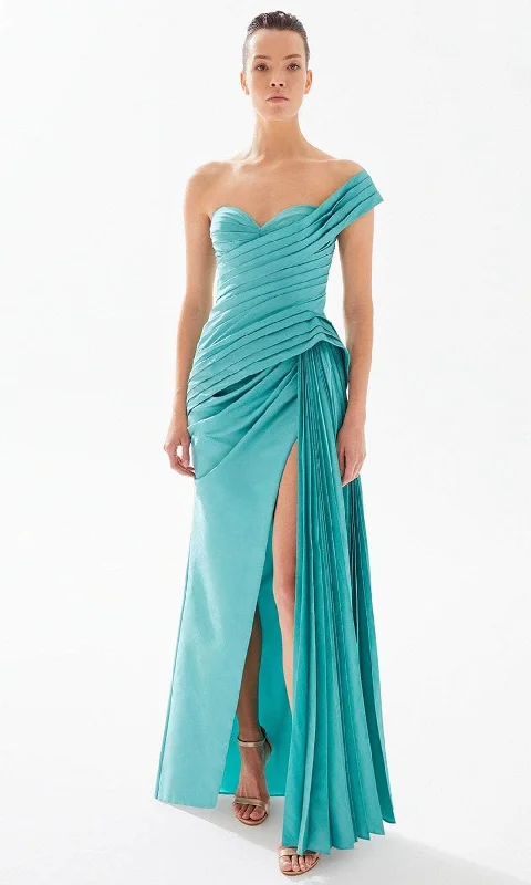 women's limited-edition dressesTarik Ediz 98324 - One-Shoulder Fitted Bodice Evening Gown