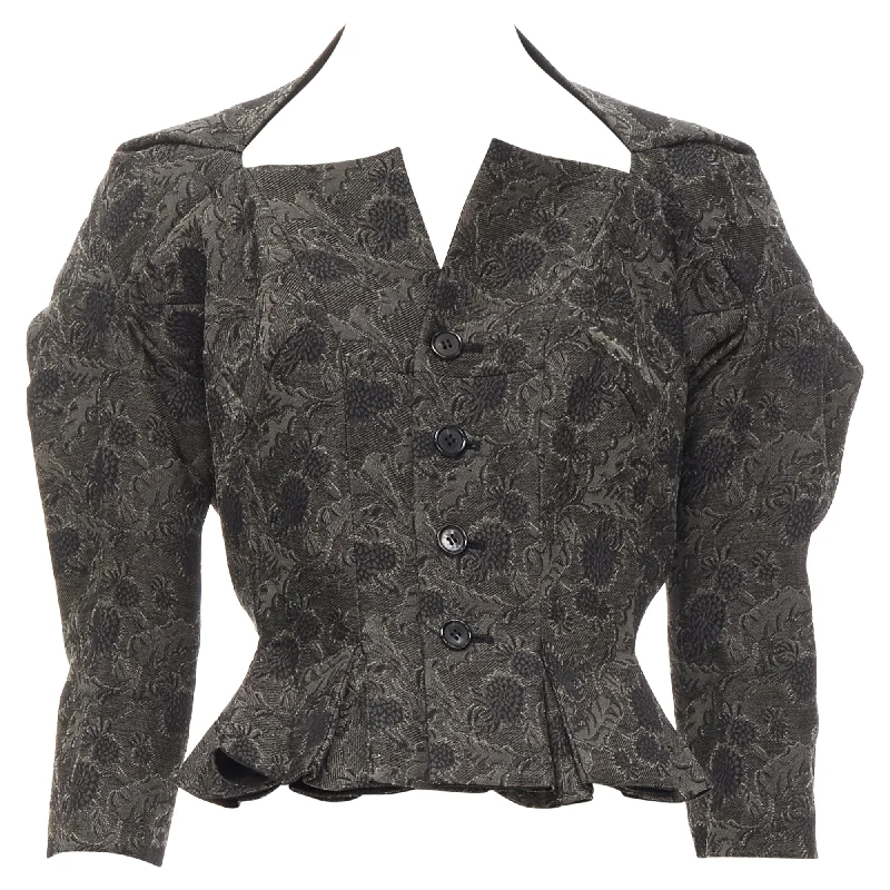 women's coats for pear-shaped bodiesJunya Watanabe floral lace jacquard transformable jacket