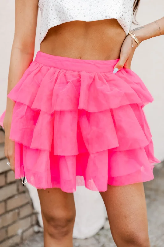 women's sustainable striped skirtsWhere We Wanna Go Pink Tiered Tulle Skirt FINAL SALE