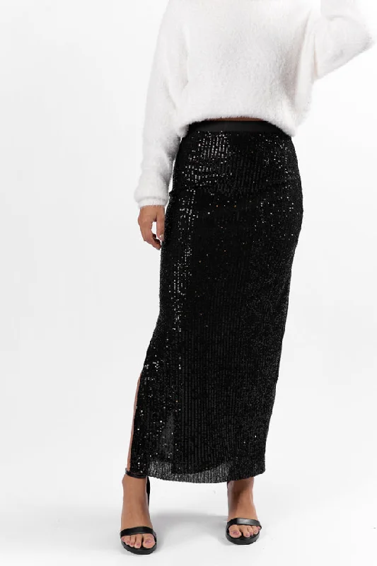 women's work skirtsOwn The Night Black Sequin Maxi Skirt SALE