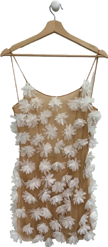 women's club dressesSelezza Beige Floral Embroidered Midi Dress UK S