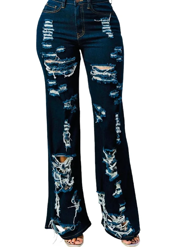 women's denim jeans for tall womenDistressed Jeans In Dark Blue