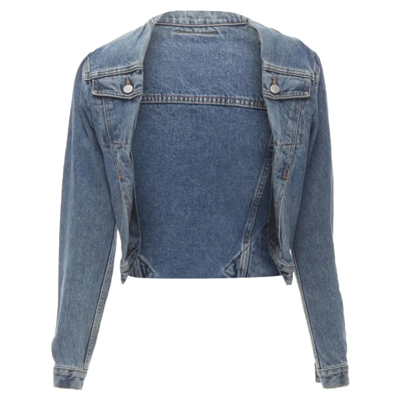 women's coats for glamorous eveningsMaison Margiela iconic denim pinched collar jacket