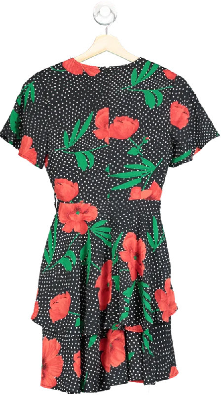 women's stretchy dressesGirl In Mind Black Floral Aspen Layer Chiffon Mini Dress Size 8