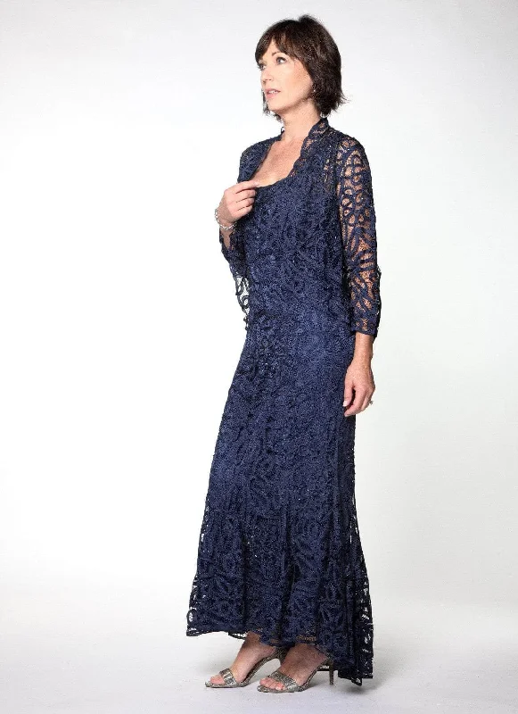 women's velvet dressesSoulmates D9120 - Sleeveless Lace Evening Dress