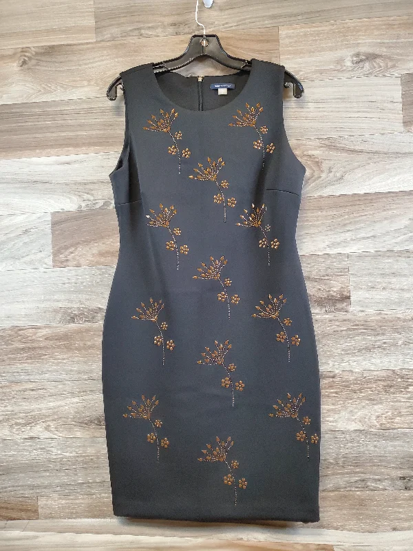 women's wrinkle-resistant dressesDress Casual Midi By Tommy Hilfiger In Black & Gold, Size: 10