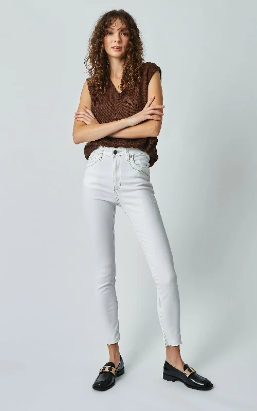 women's denim jeans for tall womenDCD High Waisted White Jeans