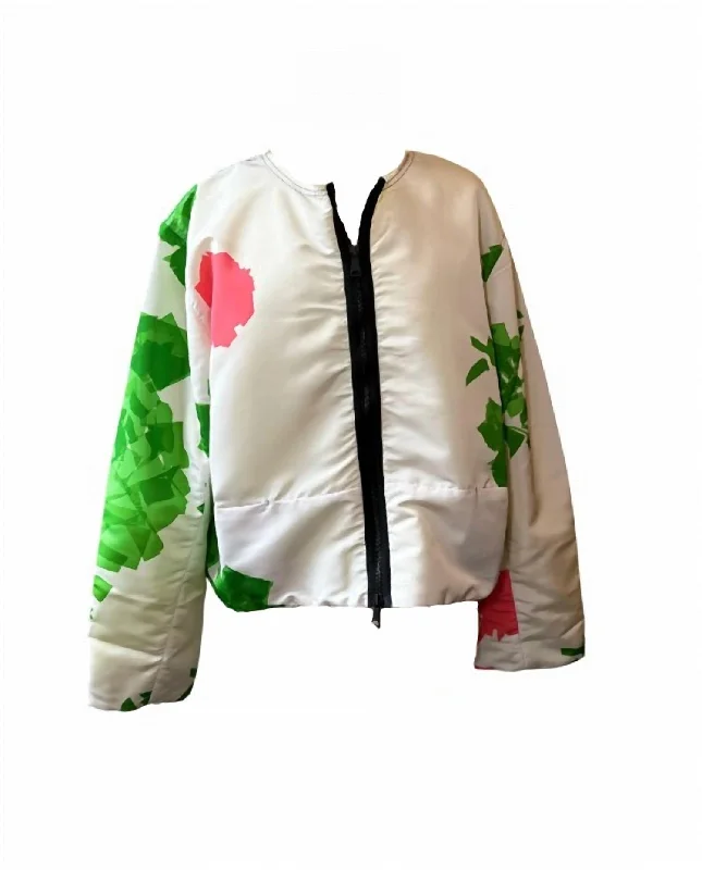 women's coats with military-inspired designsWomen's Cropped Bomber Jacket In Green Rose/taffeta