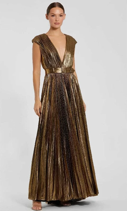 women's silk dressesIeena Duggal 27215 - Pleated Bodice Metallic Evening Dress