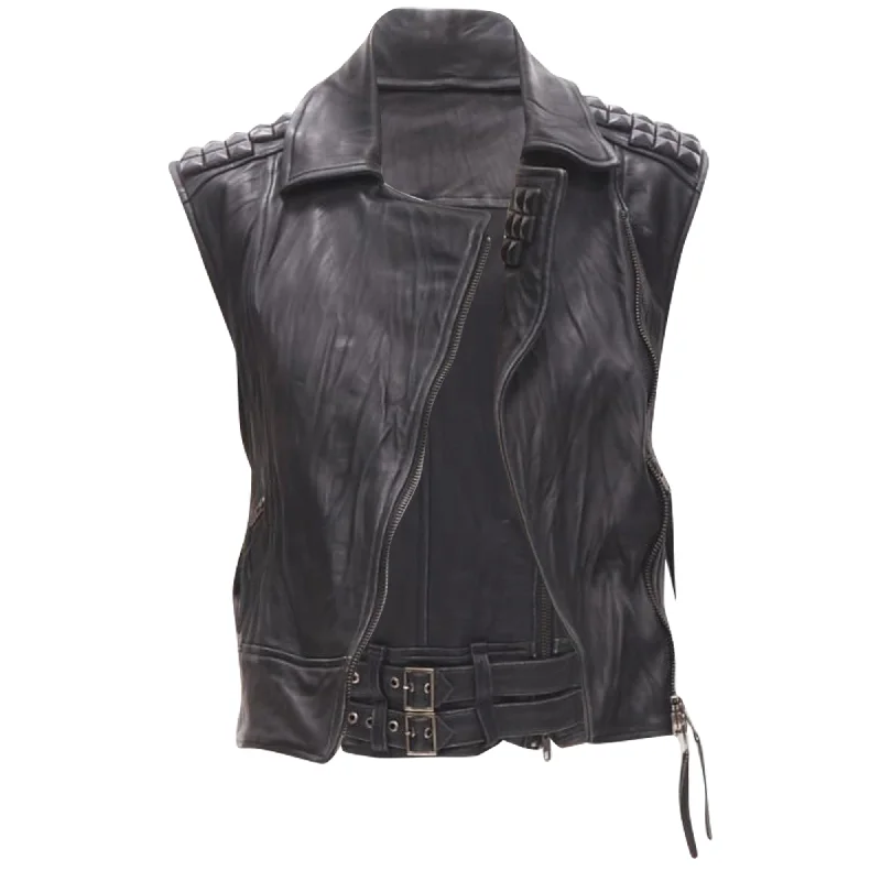 women's coats for maternity wearElizabeth and James leather wrapped square stud vest jacket