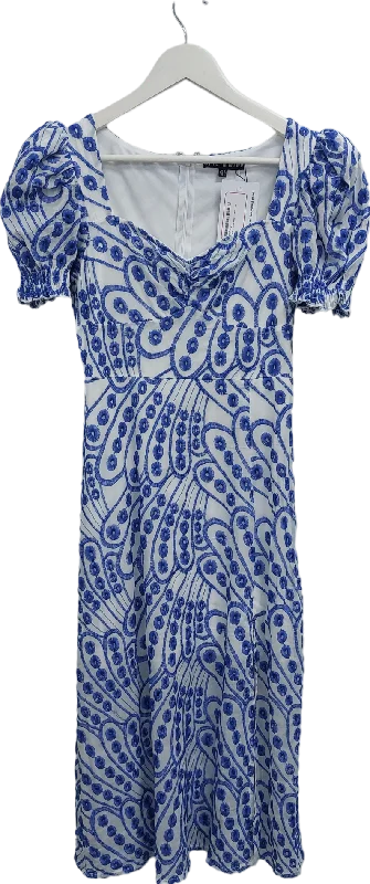 women's neon dressesGirl In Mind Blue Lillian Broderie Anglais Midi Dress UK 8