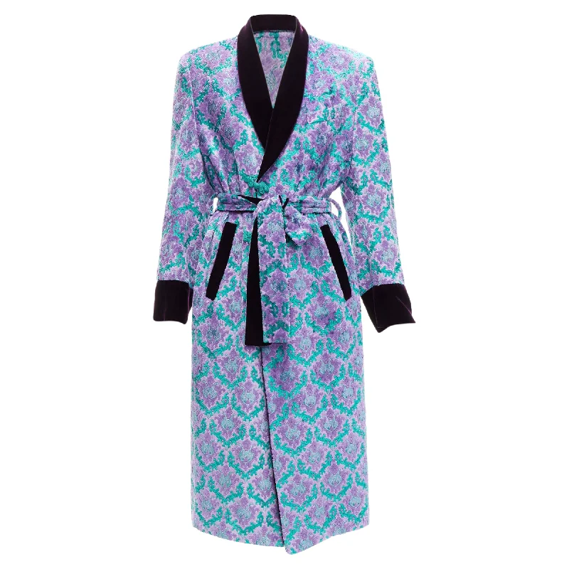 plus-size women's coatsGvgv tapestry jacquard velvet belted robe coat