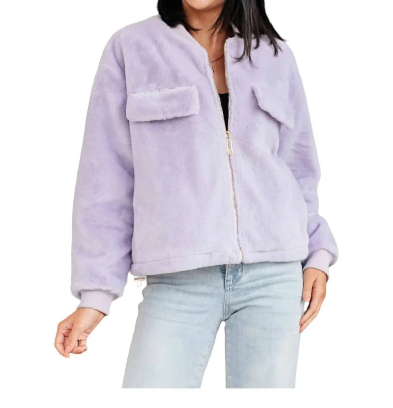 women's coats with embroidered patternsNot To Mention Zip Up Jacket In Lavender