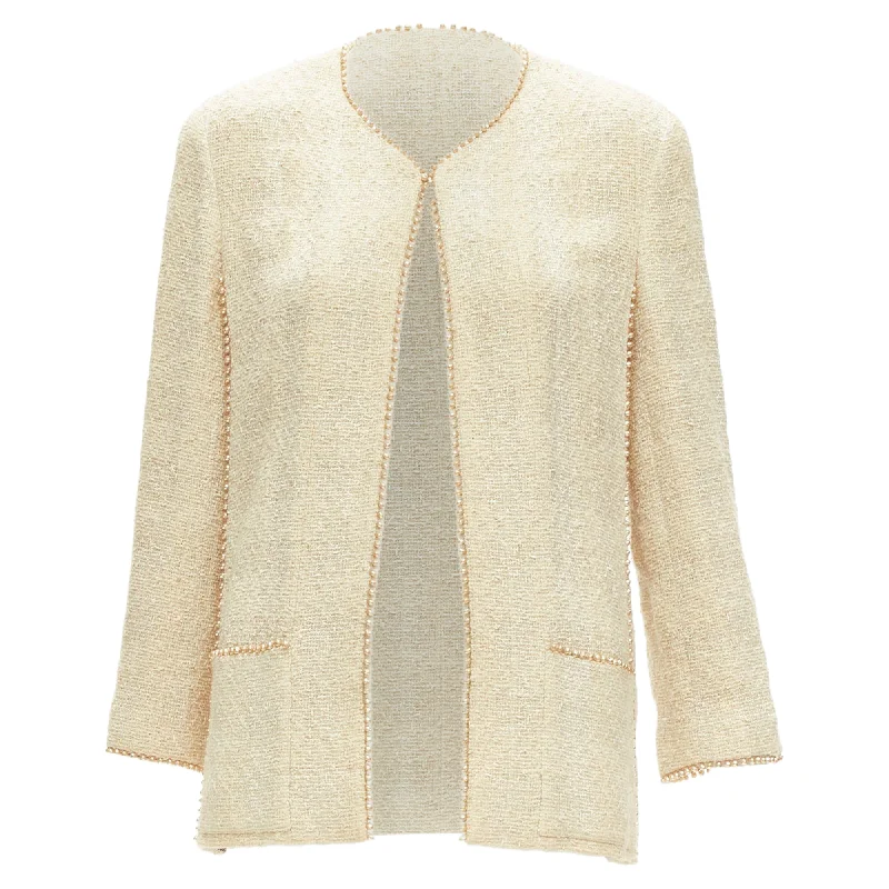 women's coats for tall womenChanel Karl Lagerfeld P pearl trim boucle tweed jacket