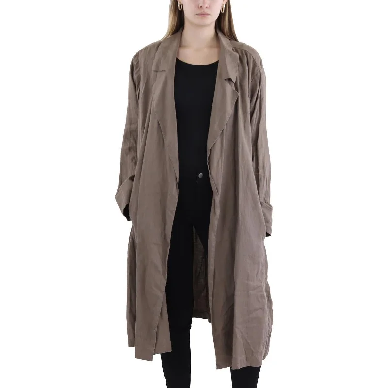 classic women's coatsWomens Organic Linen Long Sleeve Trench Coat