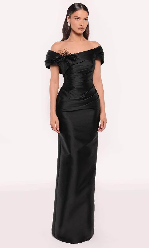 women's bell-sleeved dressesTarik Ediz 98771 - Feather Accent Evening Gown