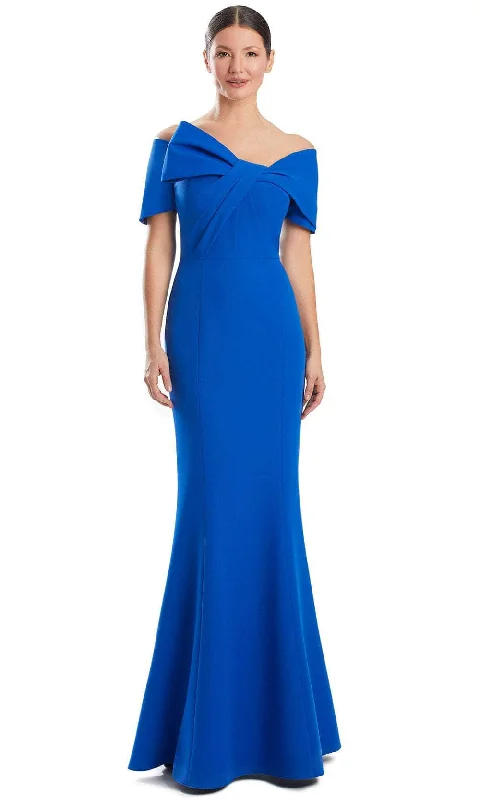 women's one-shoulder dressesAlexander by Daymor 1954S24 - Bow Detailed Off Shoulder Evening Dress