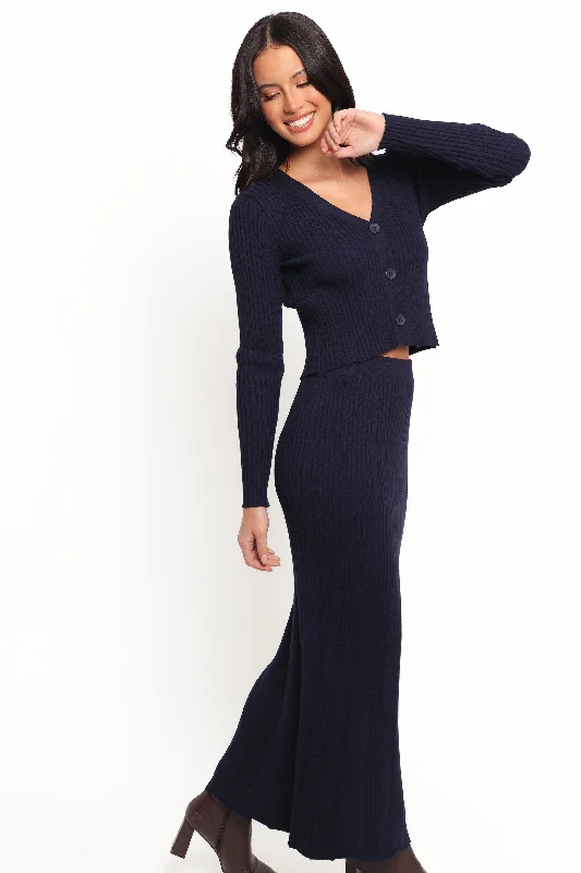 Neya Knit Skirt Set - Navy