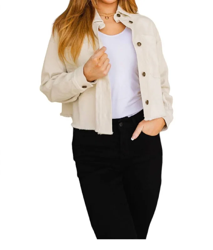 women's coats for relaxed weekendsLong Sleeve Jacket In White