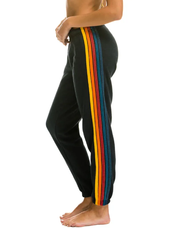 women's striped pants5 Stripe Womens Sweatpant, Charcoal/Multi Stripe