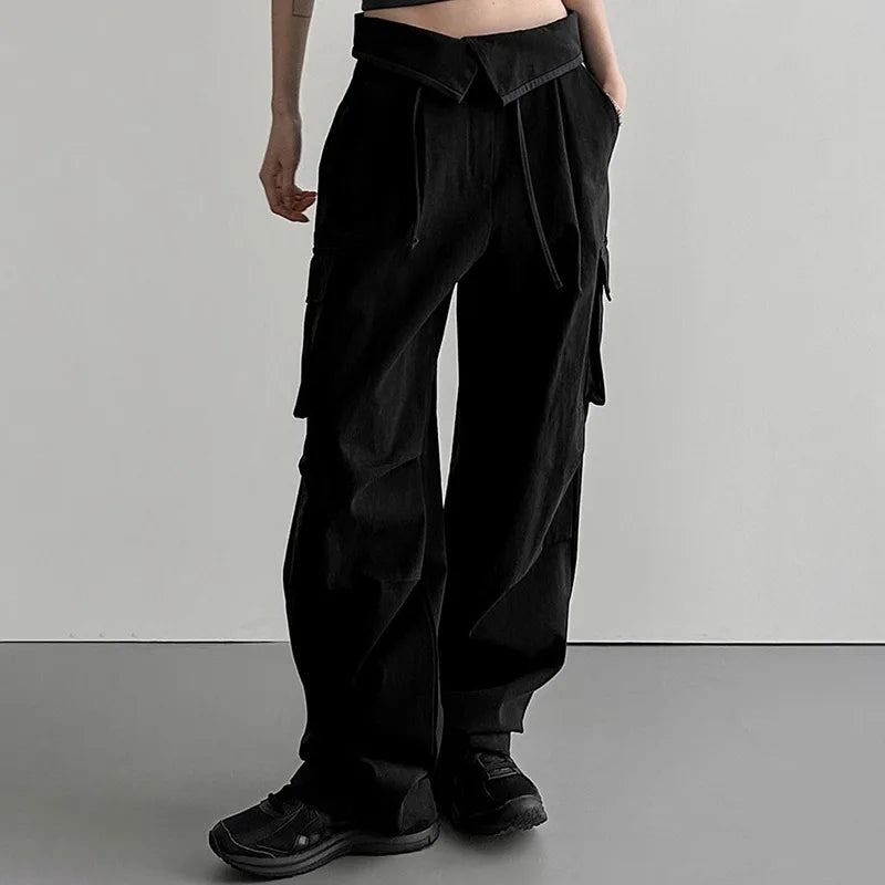 women's silk pants2024 High Waist Pocket Casual Cargo Pants