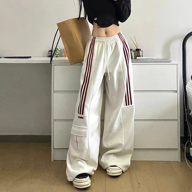 women's spring pantsHigh Waist Straight Hip Hop Wide Leg Pants