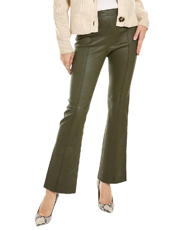 women's cashmere pantsHelmut Lang Crop Flare Leather Pant