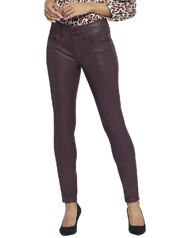 women's jogger pantsNYDJ Ami Dark Cherry Coated Skinny Leg Jean