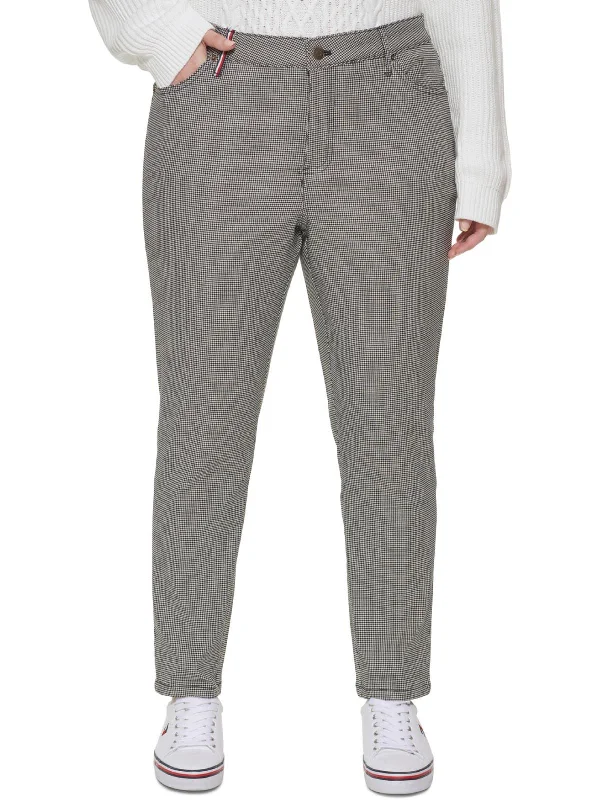 women's chiffon pantsPlus Tribeca Womens Houndstooth Office Straight Leg Pants