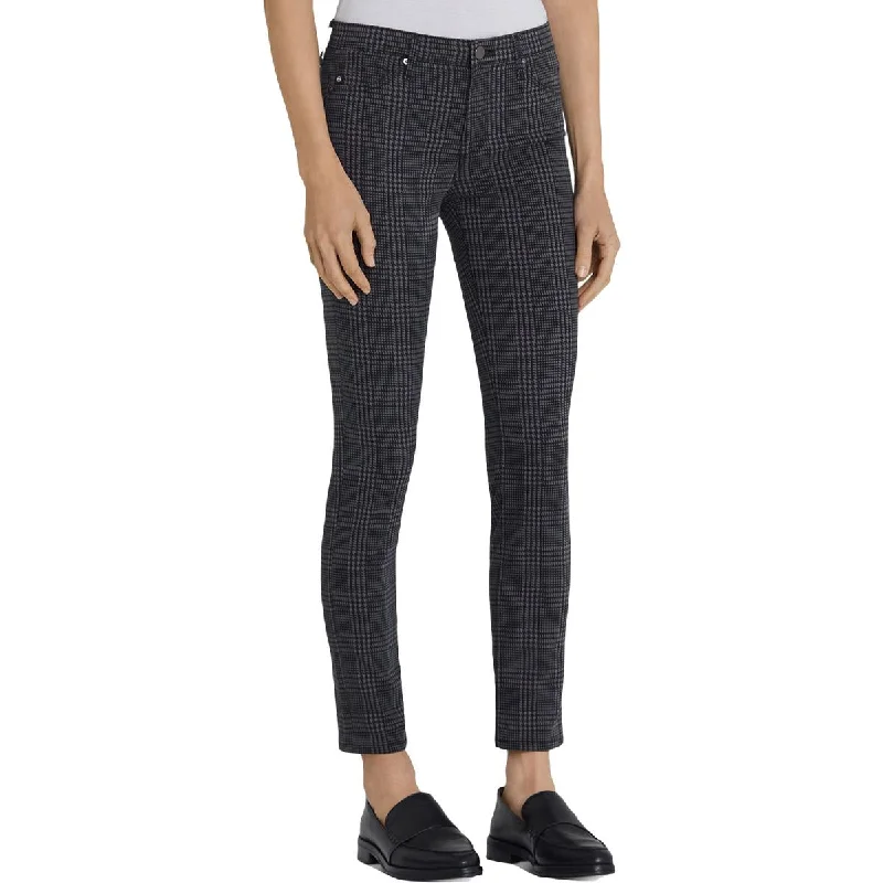 women's sweatpantsWomens Houndstooth Mid-Rise Ankle Pants