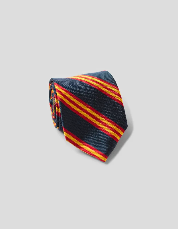 women's ethical fashion dressesCLASSIC SILK REPP STRIPE STRIPE TIE - NAVY/RED/GOLD