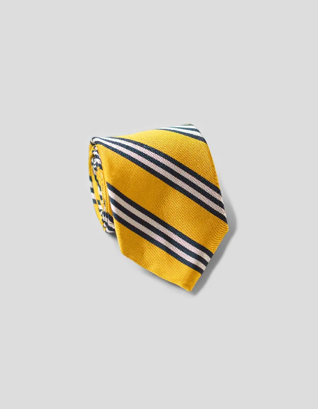 women's travel dressesCLASSIC SILK REPP STRIPE STRIPE TIE - YELLOW/NAVY/WHITE