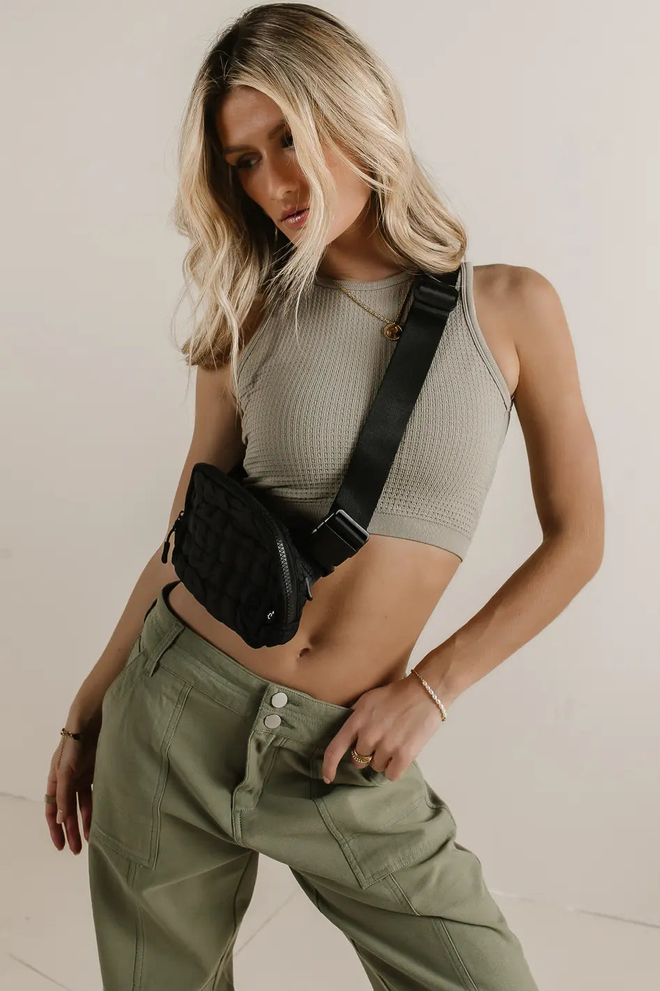 women's glam dressesInes Waffle Knit Tank in Moss - FINAL SALE