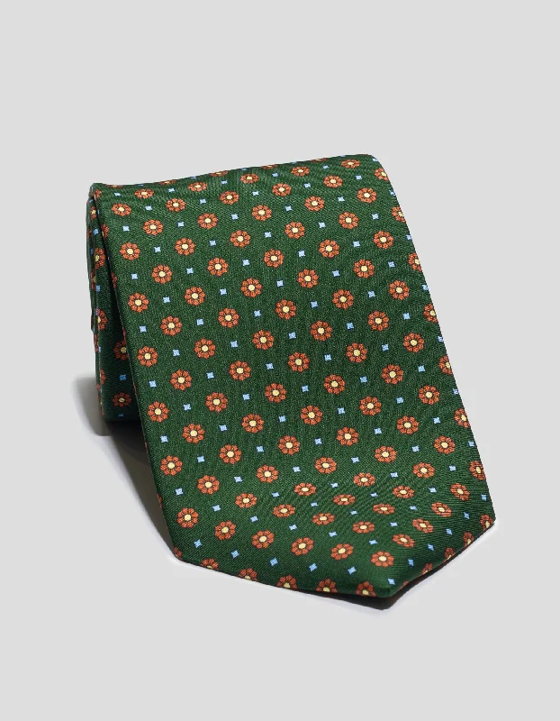 women's bell-sleeved dressesPRINTED FOULARD TIE - GREEN