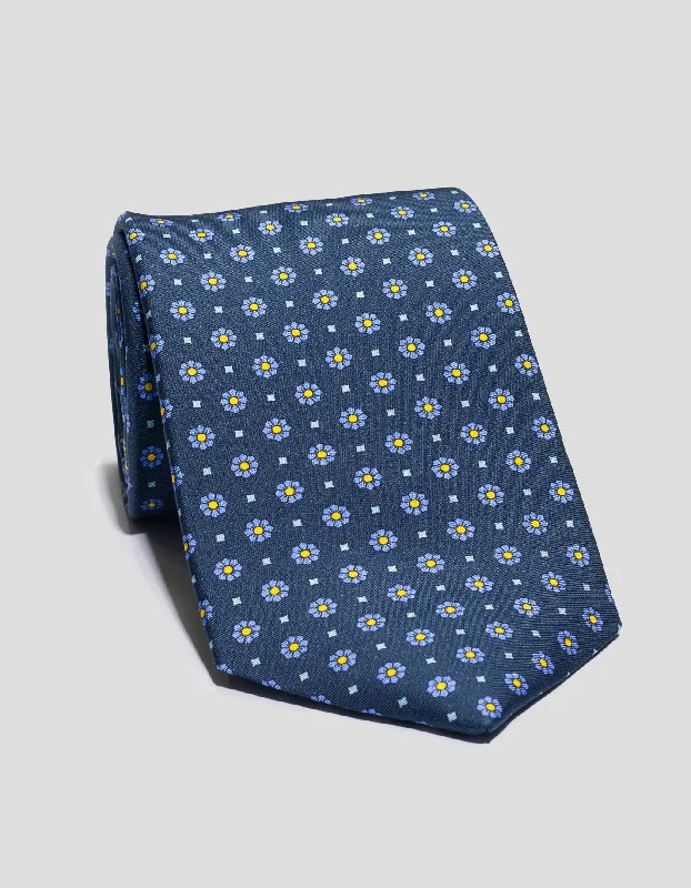 women's off-the-shoulder dressesPRINTED FOULARD TIE - NAVY