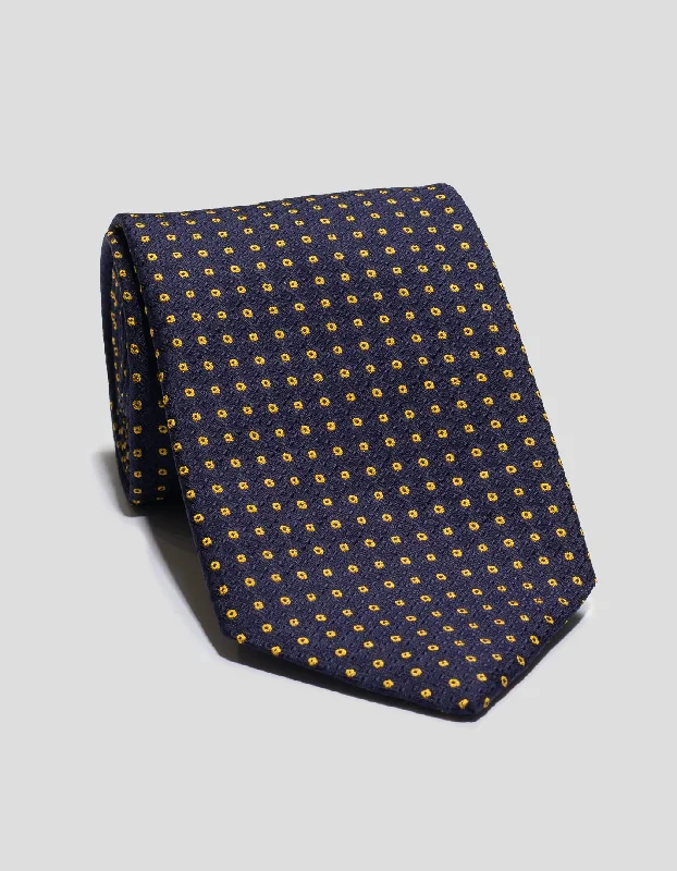 women's retro dressesSILK JACQUARD FOULARD TIE - GOLD/NAVY