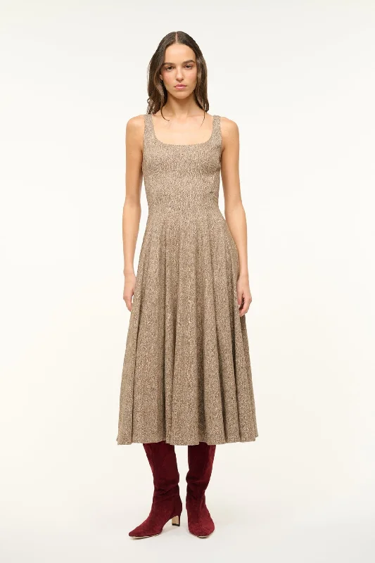 women's A-line dressesWELLS DRESS | MOCHA HERRINGBONE