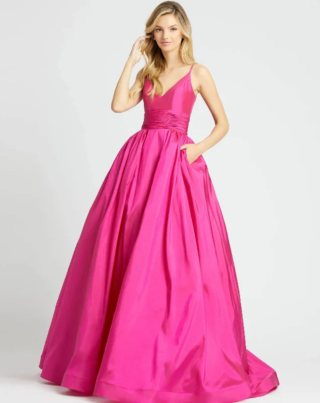 women's petite dressesMac Duggal 67691 Long Prom Spaghetti Strap Ball Gown