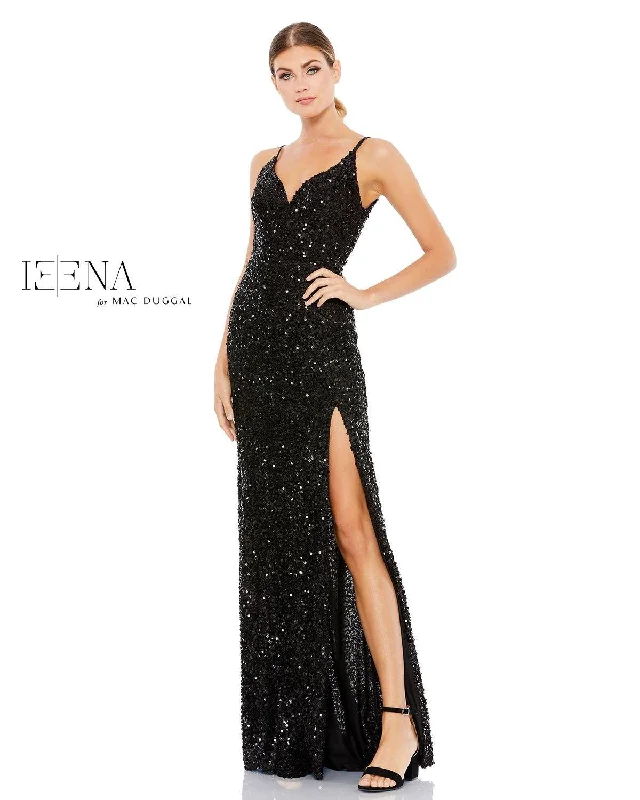 women's halter dressesMac Duggal 26476 Prom Long High Slit Sequins Dress